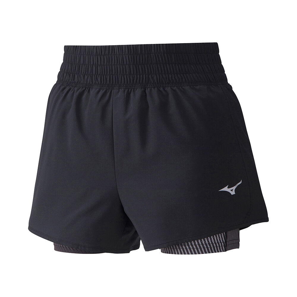 Pantalones Cortos Mizuno 4.5 2in1 Mujer Negras España DHIO-87069